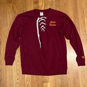 𝅺VS VT hokies Football Corset‎ Lace Up Sweatshirt Red Limited VS SMALL